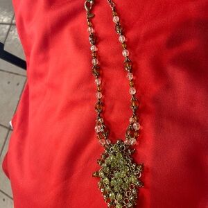 Chico's Gold and Green Beaded Necklace